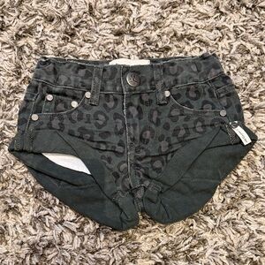 One Teaspoon Black Leopard Kids Shorts 4-5